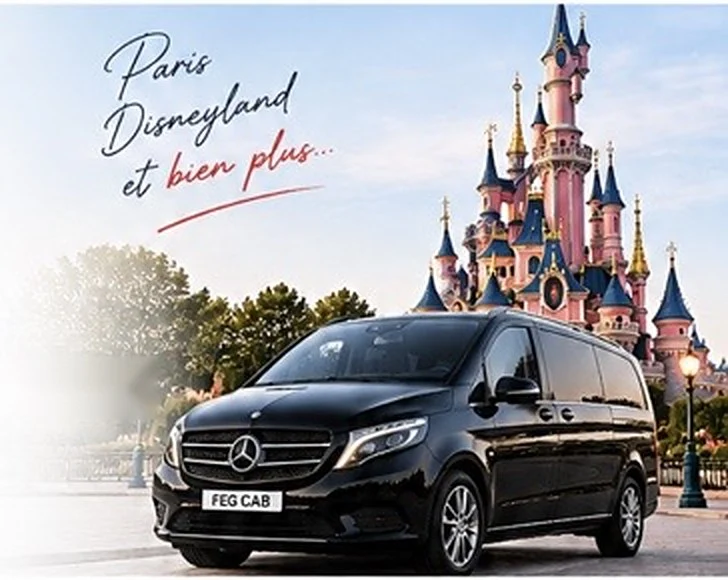 Van Mercedes FEG CAB devant le château de Disneyland Paris